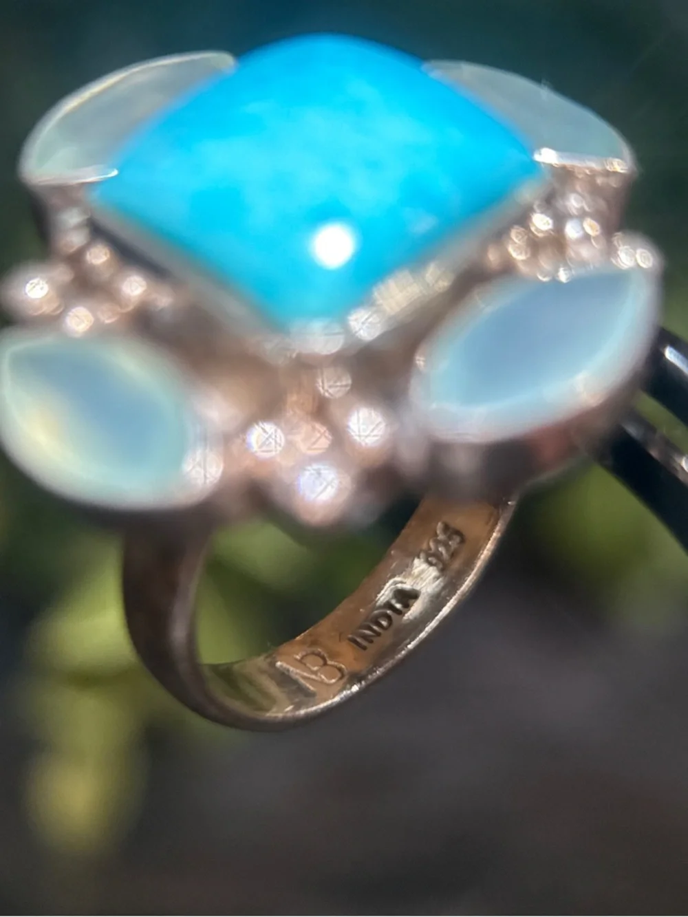 Nicky‎ Butler Turquoise Square Center Ring with Light Green Accents